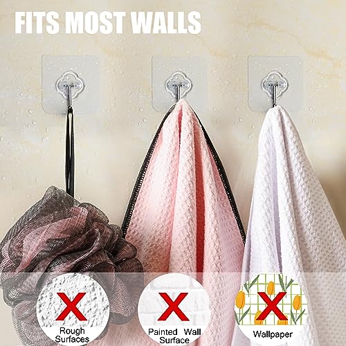 DKHDBD Adhesive Hooks 32 Pack 33lb Transparent Reusable Removable
