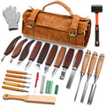 SakerNeo 25-Piece Wood Carving Kit Whittling Kit with Leather Storage Bag - color: Brown 25pcs