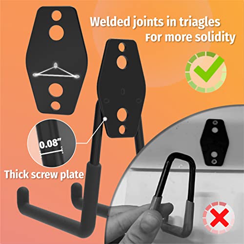 HUHOLE 14PC Garage Hooks Heavy Duty, Utility Garage Storage Hooks, Wall Mount Garage Hooks with Anti-Slip Coating for Hanging Ropes, Bikes, Ladders and Bulk Items. - style: Garage Hook Kit 14 PC