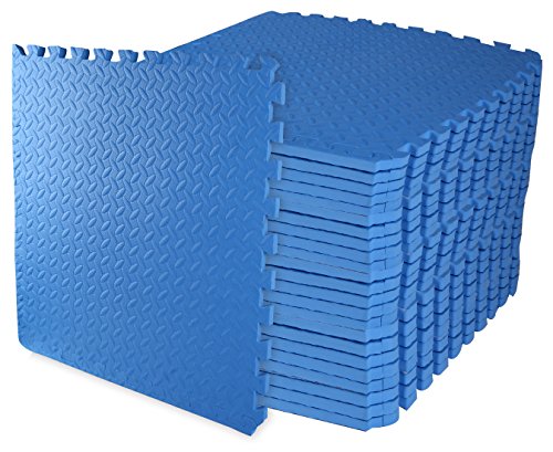 BalanceFrom Puzzle Exercise Mat 3/4" Thick, EVA Foam Floor, 4-Pack - color: Blue, style: 3/4" Thick, 96 Square Feet