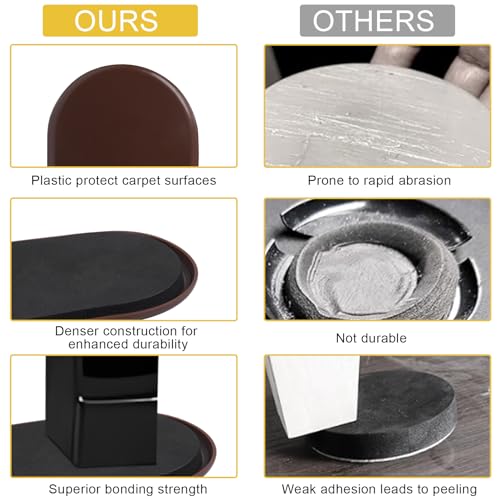 8PCS Furniture Sliders, 3-1/2" x 6" Furniture Movers Sliders on Carpet | Anti-Scratch & Labor-Saving, Reusable, Fits Round & Square Furniture Legs, Heavy Moving Pads for Sofa, Bed, Table & Desk - color: Brown (for Carpet)