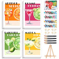 Okarina 4 Pack Paint by Numbers Kit for Adults with Frame, Retro Cocktail - color: OP4FUS2509-01