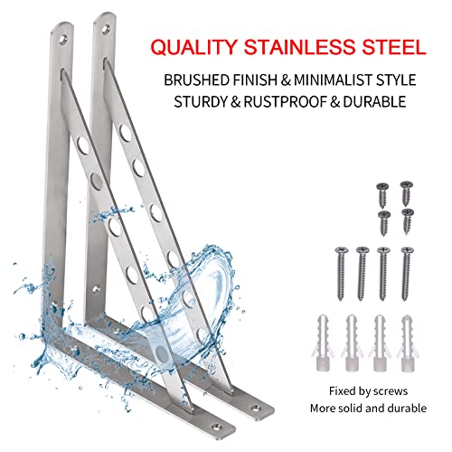YUMORE 16 Inch Shelf Bracket, Heavy Duty L Bracket, 2 Pack - size: 16"(Soild)