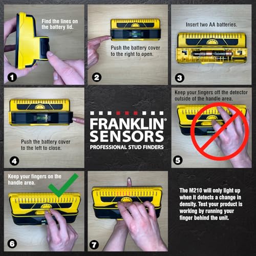 Franklin Sensors ProSensor M210 13-Sensor Stud Finder, Live Wire Detection - color: yellow