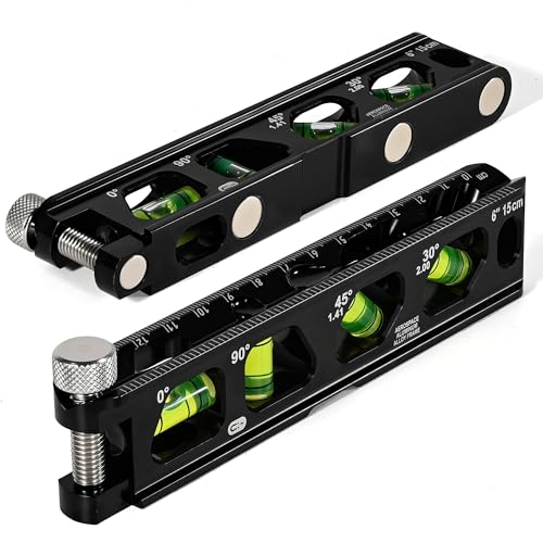 Torpedo Level, Small Level Tool, Mini Magnetic Nivel Leveler, 6" Aluminum Alloy Bubble Leveling Tool, Four Angles, for Plumbing Conduit, Metric and SAE