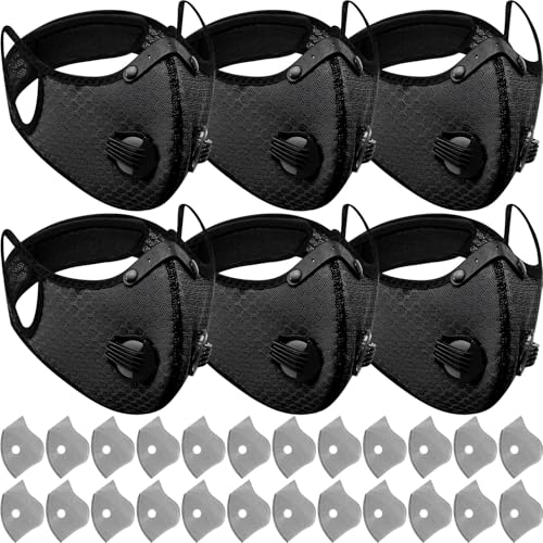 Threlaco 6 Pcs Dust Mask Reusable Respirator Mask - color: Black