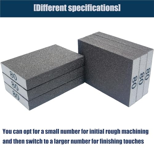 Tonmp 6 PCS 80 Grit Hand Sanding Blocks Set - Medium Sander Sponge, Wet and Dry Dual-use Sanding Sponges, Washable and Reusable, Ideal for Wood Metal Wall Polish - style: 80 Grit