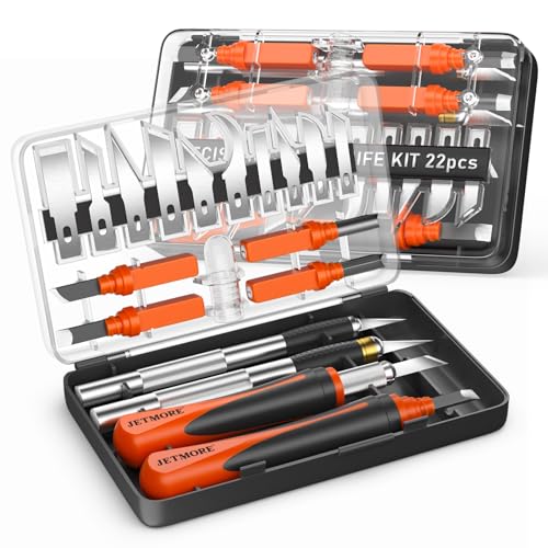 JETMORE 22 Pcs Exacto Knife Set, Hobby Knife with Exacto Blades and Case - color: Orange-22pcs