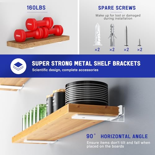 Goovilla Shelf Bracket, Floating Shelf Brackets 6 inch Long, 6 Pack, White - size: 6 Inch, style: White 6Pack