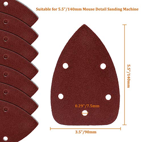 50 Pcs Mouse Detail Sander Sandpaper, 100 Grit, 5 Hole - size: 100 Grit - 50 Pcs