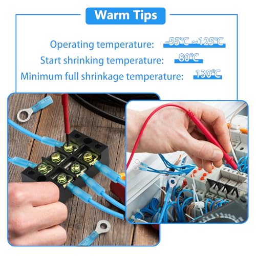 200PCS Heat Shrink Ring Terminals, Marine Grade - size: AWG(16-14)