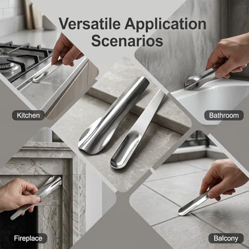 2 Pack Caulking Tool Kit, Metal Caulk Remover & Grout Cleaning Scraper, Silicone Finishing Tools for Wall Tile Gaps, Inside and Outside Corner Sealing Application, Bathroom Kitchen Shower Repair