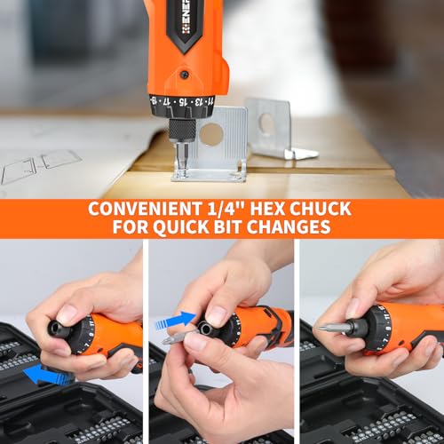 Enertwist 8V Cordless Electric Screwdriver Set with 1.5Hr Fast Rechargeable - style: 82PCS 8V ORANGE PRO