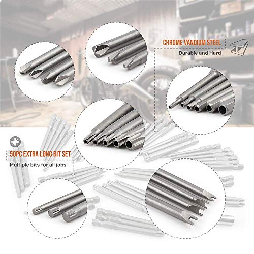 Rocaris 50 Pack Screwdriver Bit Set, 3 in Extra Long Magnetic Driver Kit - style: 50 Pcs
