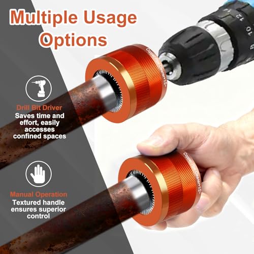 1/2" & 3/4" Metal Copper Pipe Cleaner Set with 1/4 Hex Shank, Replaceable Brush, Each Set Additional 3Pcs Replaceable Blades for Cleaning Rust, Stains, Paint on Copper Pipes and Various Metal Pipes - size: 1/2" & 3/4"