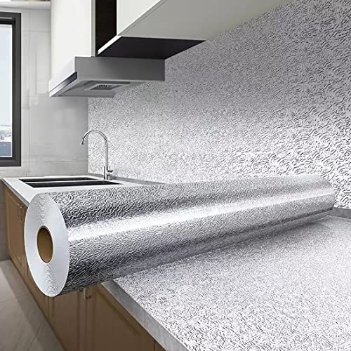 Peel and Stick Wallpaper,Silver Texture,24"x197" - color: Silver Texture, size: 24"W x 197"L