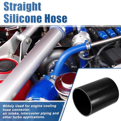 uxcell 4.5" ID 6" Length 4-Ply Reinforced High Temp Straight Coupler Silicone Reducer Hose Black for Car Intercooler Intake Piping Straight Silicone Hose - size: 4.5" ID