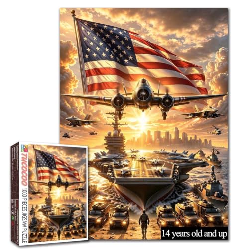 American Flag Military Aircraft Puzzle for Adults 1000 Pieces - color: Airplane-01