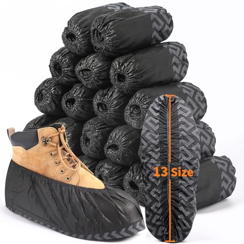 Shoe Covers Disposable, Extra Large 200 Pack, Non-Slip Indoor - color: Black 200 Pcs (Xl)