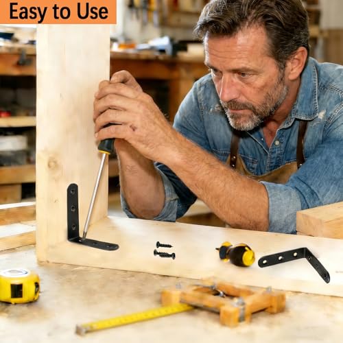 20 Pcs 3" x 3" Black L Brackets 80 x 80MM Metal Corner Brackets Heavy Duty Right Angle Brackets for Wood Shelves Furniture Frame Bookshelf, Included 120pcs Screws - size: 3Inch Black Right Angle