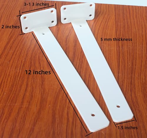 2 Pack - 12 inch White Hidden L Shelf Bracket (1/5 Inch Thicked) Iron Floating Shelf Brackets Rustic Industrial Metal Brackets for Shelf Support - size: 12 Inch, style: White 2 Pack