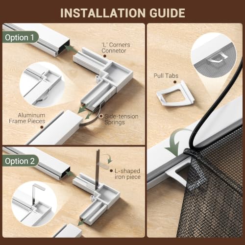 Window Screen Frame Kit, Makes 2 Screens, Up to 46 x 46 in - color: White-Polyester, size: 46" W X 46" H (2 Pack)