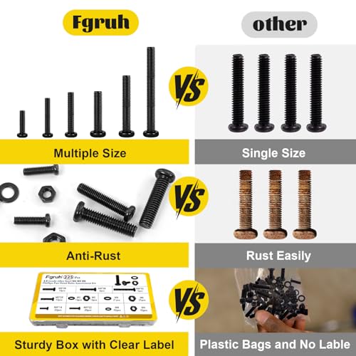 225pcs Screws and Nuts Assortment Kit,M4 M5 M6 Phillips Pan Head Assorted Nuts and Bolts,Washers Kit for Headboard, Wall Plate Switch, Receptacles Mounting Screws Black - size: B M4M5M6 225pcs