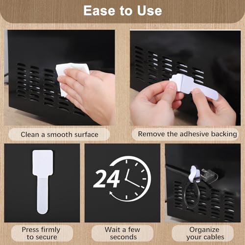 100 Pcs Cable Management Under Desk, Hook and Loop Cable Straps, White - color: White