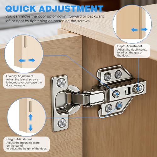 4 Pack Soft Close Cabinet Hinges 26mm, Inset Hinge for Kitchen - size: 26mm