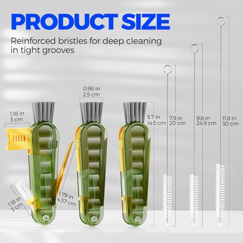 Holikme 6 Pack 4 in 1 Cup Lid Cleaning Brush 3 Straws Bottle Brush,Olive - color: Olive