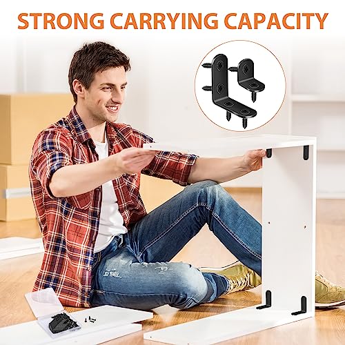 32PCS L Corner Brackets, MAPVOLUT Black Heavy Duty L Brackets for Shelves with 100PCS Screws, Metal Right Angle Shelf Bracket, Metal Corner Brace for Wood Furniture (1.57x1.57in/0.79x0.79in) - size: 2 SIZE Black
