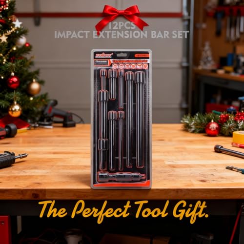 12Pcs Socket Extension Set, 1/4", 3/8" and 1/2" Impact Drive Socket Extension, Socket Adapters, Drive Tool Accessory, CR-V Steel - color: 12 Pcs Extension Set