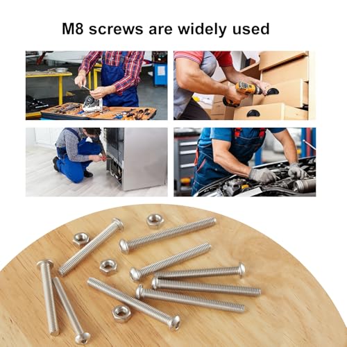 30PCS M8 x 50mm 60mm 70mm 80mm, Button Head Socket Cap Screws Bolts Nuts Kit, Stainless Steel 304, Metric Allen Hex Drive, Fully Threaded - size: Button M8x50/60/70/80mm