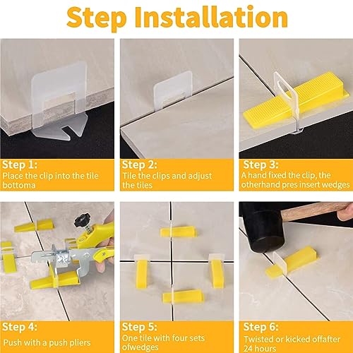 DGSL Tile Leveling System with Plier, 1200 Tile Spacers 1/8" and 300 Wedges - size: 1/8 Inch * 1200 Spacers