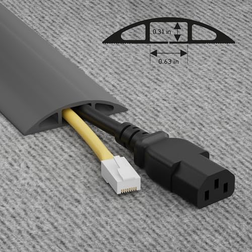 D-Line Cable Protector, 1/2 in H, 6 ft L, 2-3/8 in W, 1 Channel, PVC, Gray CC-4-1 Each - color: Gray, size: 6 Feet