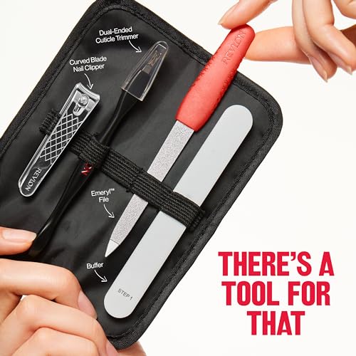 Revlon Manicure Essentials Kit with Travel Case, Black, 4 Count