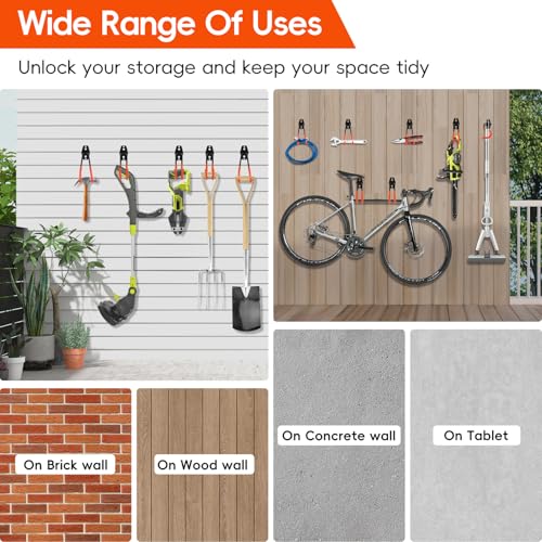 Garage Storage Hooks, Wall Mount Hooks 12 Pack Orange