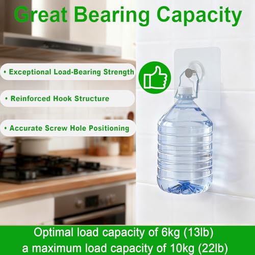 Picture Hanging Hooks,6 PCS Heavy Duty Wall Hangers Without Nails - color: Transparent-6PCS