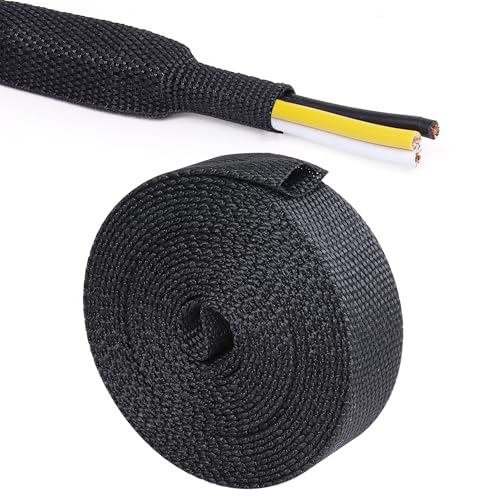 2 in 1 Black Braided Heat Shrink Tubing 1/2"-15ft - size: 1/2"-15ft