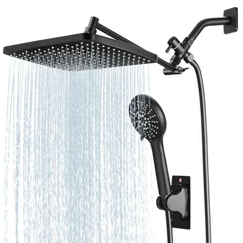 Shower Head with Handheld, High Pressure Black Rain Shower Head - color: A-Matte Black, style: Rectangular 12"