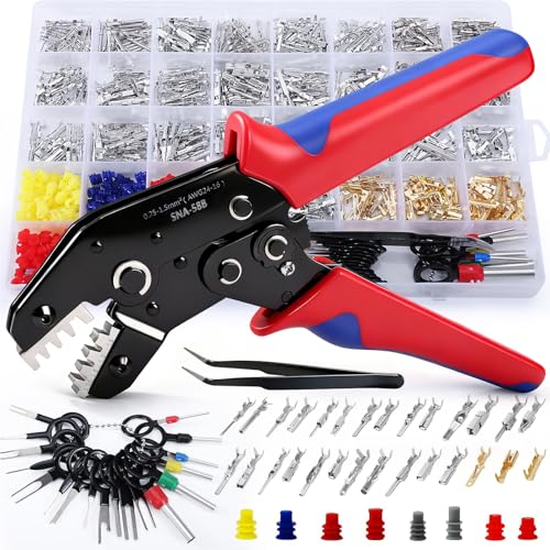 969Pcs Pins Connector Kit & 28 Types Electrical Terminal Pins Crimp Tool