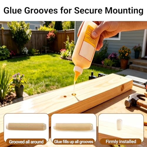 90PCS Wooden Dowel Pins Kit, Wooden Pegs for Furniture - size: 1/4"+5/16"+3/8", 90PCS