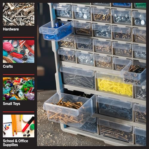 Stalwart 39-Drawer Plastic Small Parts Organizer, Black - style: 39 Drawers