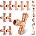 1/2 Inch Copper Press Tee – PxPxP 3-Way Pipe Fitting, 1/2'' Press Fittings Compatible, Lead-Free Copper Plumbing Fittings for Potable Water – 10 Pack - size: 1/2" copper press tee-10P