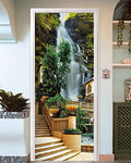 FLFK Door Mural Sticker - Waterfall,Peel and Stick,Combined Size 32"x80",Split into 2 Pieces - color: Mt1080, size: 32"x80"
