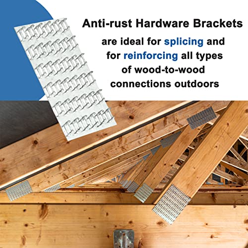 Truss Plates 3x6, 10 Pack Pronged Truss Mending Plate with Nail Teeth, Tie Plate for Roofing Wood Connector, 20 Ga Thickness - size: 3x6in -10pcs