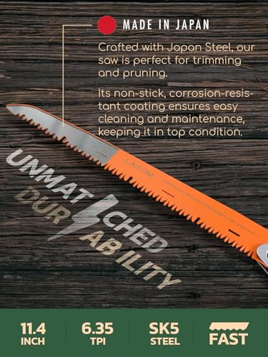 LAGOM Folding Pruning Saw | 11.4" Straight Blade | SK5 Steel | Secure Lock - style: Straight 11.4" Single