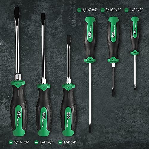 SK 6-Piece Slotted Screwdriver Set, Magnetic Screwdriver Set, S2 Steel - style: Slotted