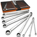 HORUSDY Extra Long Ratcheting Wrench Set, 8-22MM Double Box End, 9-Piece Metric CR-V Steel, with EVA Foam Tool Organizer - style: 9pcs Metric Ratchet Extra Long Wrench Set