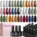 Beetles Fall Gel Nail Polish Set, 23 Pcs Gel Polish Kit with Base Top Coat | Burgundy Brown Gold Olive Green Nude Pink Black White Glitter Top Coat Soak off UV Gel Nail Polish for Women - color: 0-0 Morden City